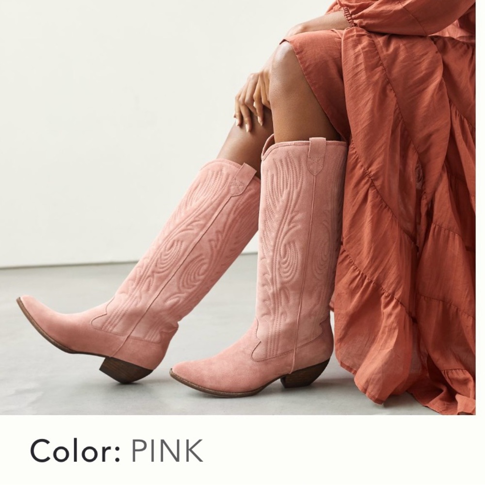 Jeffrey Campbell Calvera Pink Suede Tall Boots Sz7.5 NIB